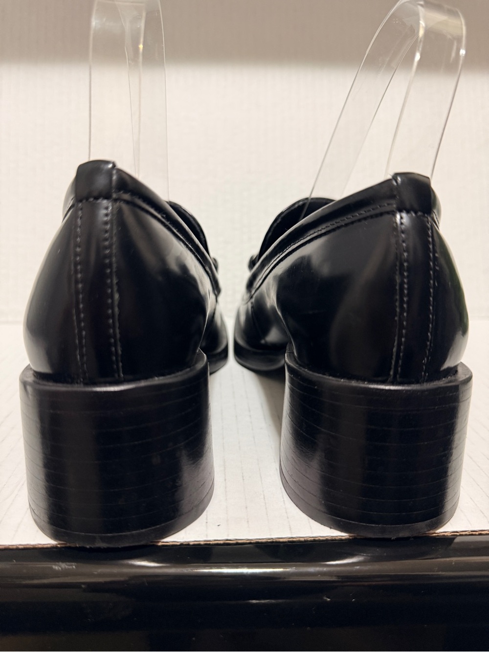 Reformation Black Silver Horsebit Leather Penny Loafers Shoes Sz 5 1/2 Fall - Picture 16 of 16